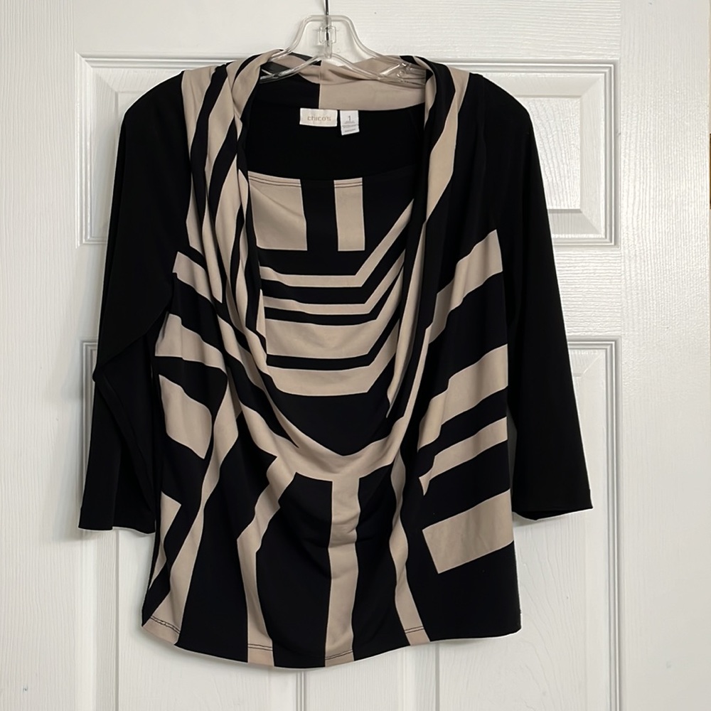 Comfy Chicos top with cowl neck.